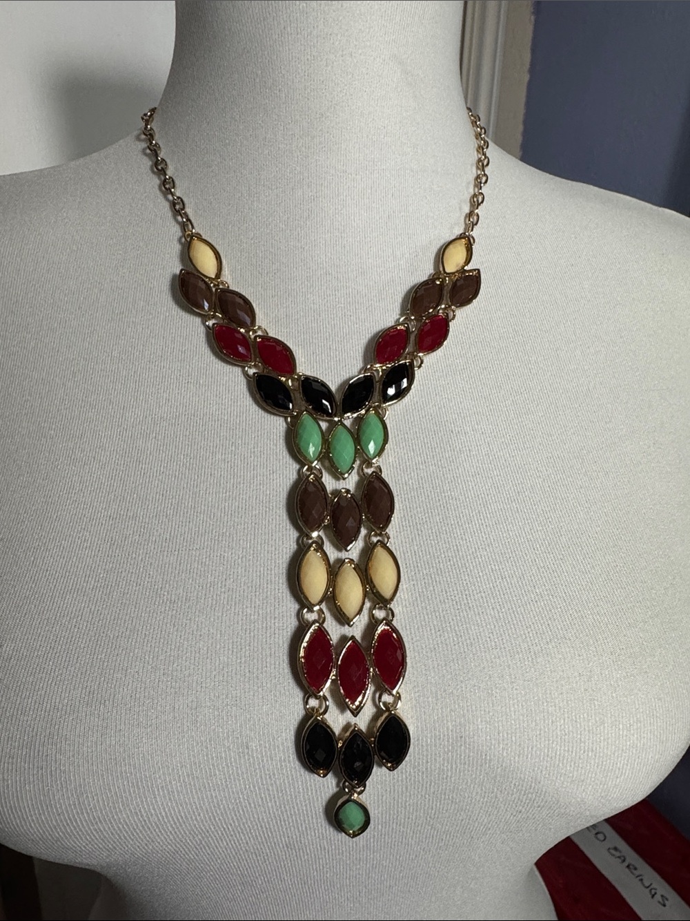 Multicolor Statement Y-Link Necklace - Women Jewelry